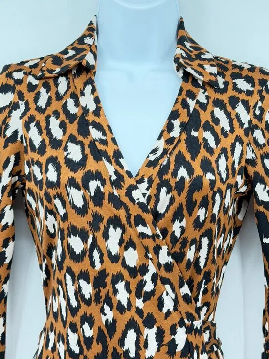 Diane von Furstenberg Silk Wrap Dress Leopard Cocktail 2 - Picture 2 of 12